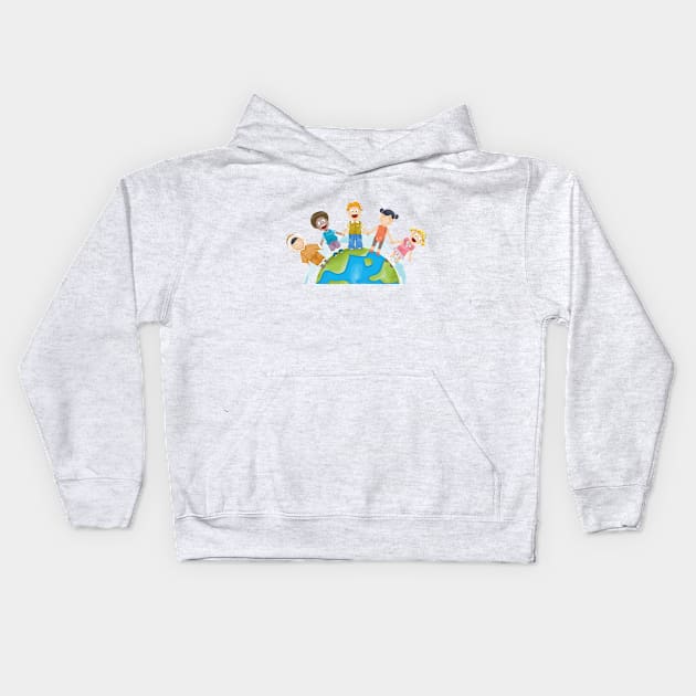 Drawing of a Diversity Children Kids Hoodie by FunnyMoonCosmic